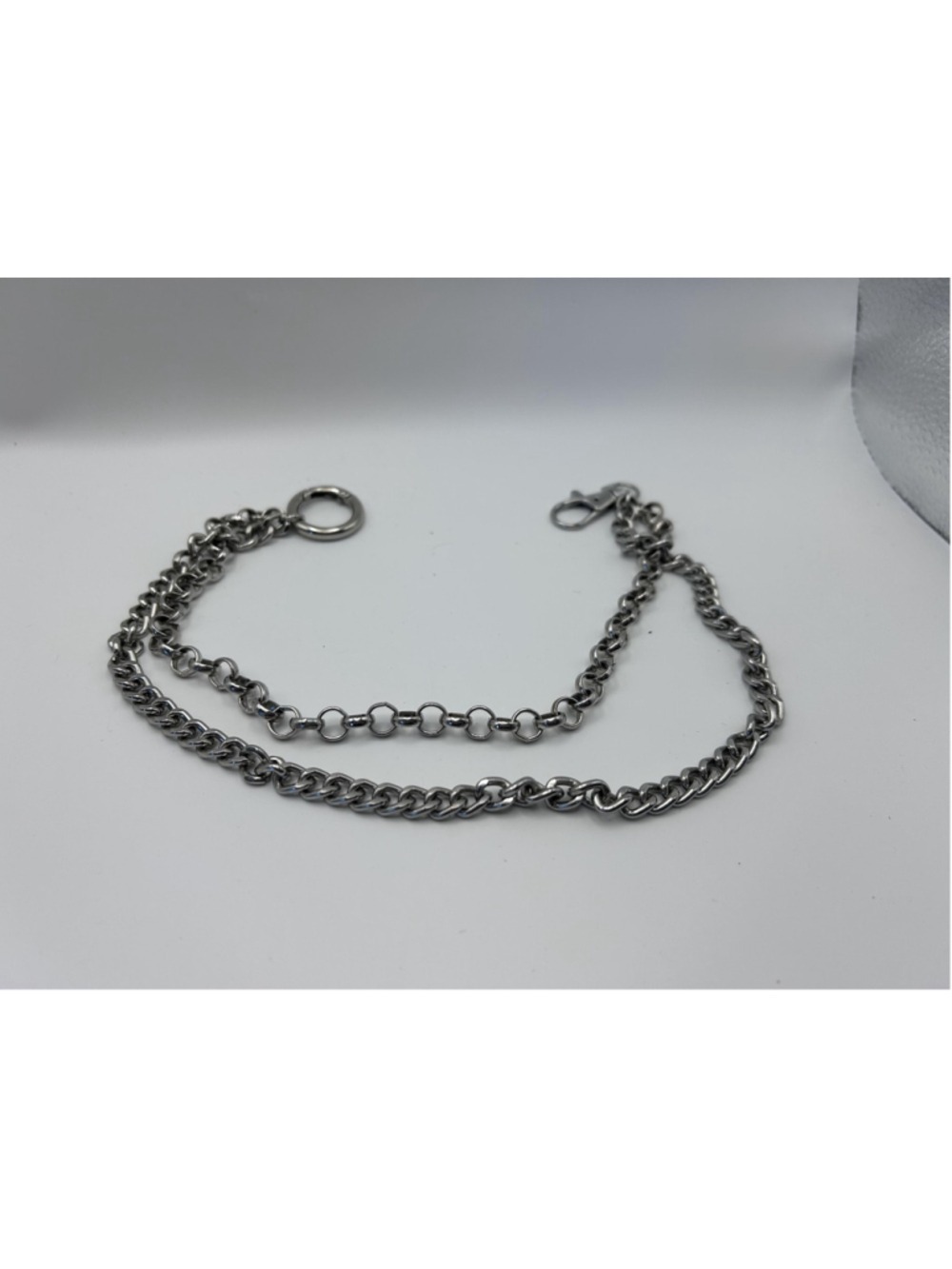 Necklace Silver Tone‎ Layered Curb Chain Double Strand Lobster Clasp Statement